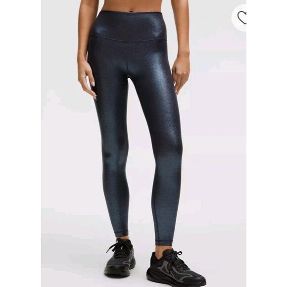 NWT Lululemon Align Rib Pant 28” Shine RARN shiny Blue Leggings Size 6 MSRP $128 - Picture 1 of 11